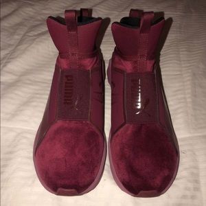 Red velvet puma sneakers